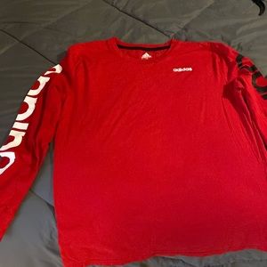 Boys large Adidas long sleeved Tshirt red